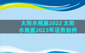 太阳水瓶座2022 太阳水瓶座2023年运势如何